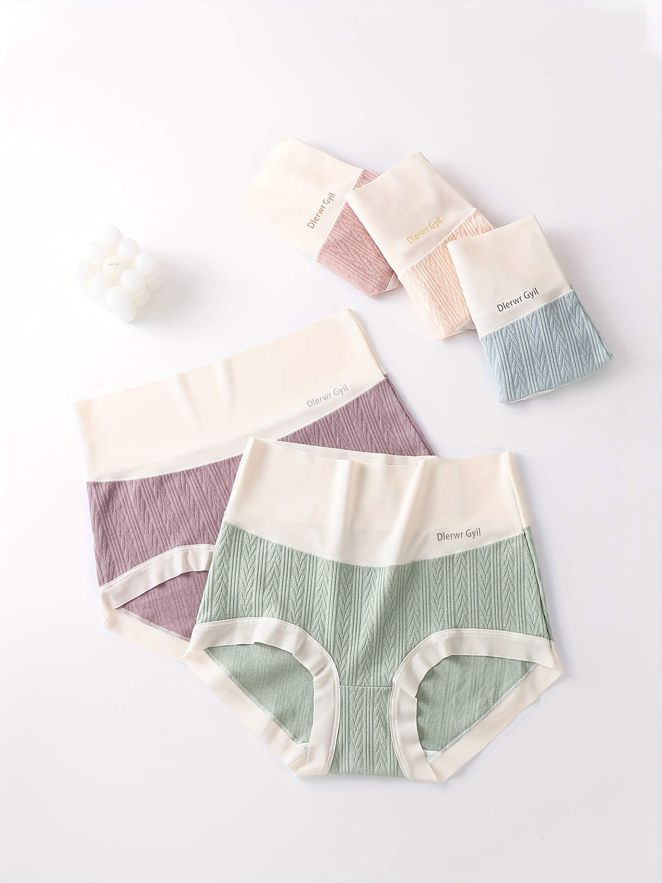 Cute Pattern Colorblock Pastel High Waist Panties Women's - Temu