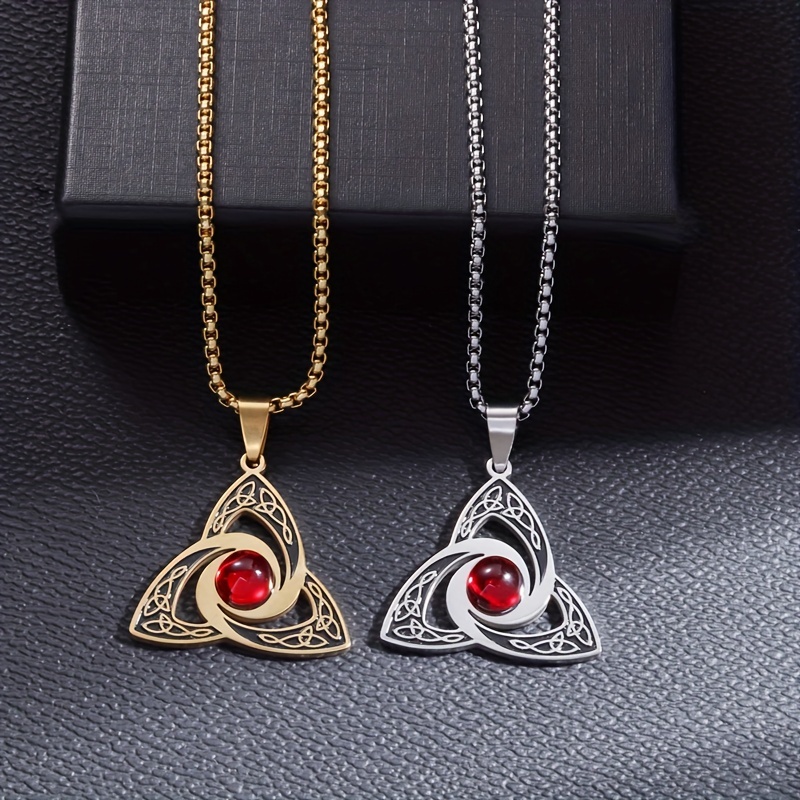 Stainless Steel Celtic Knot Necklace with Gemstone