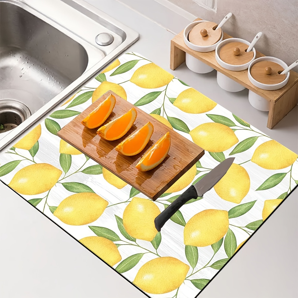 Rubber Dish Drying Mat Lemon Small Fresh Style Washstand Drain Mat