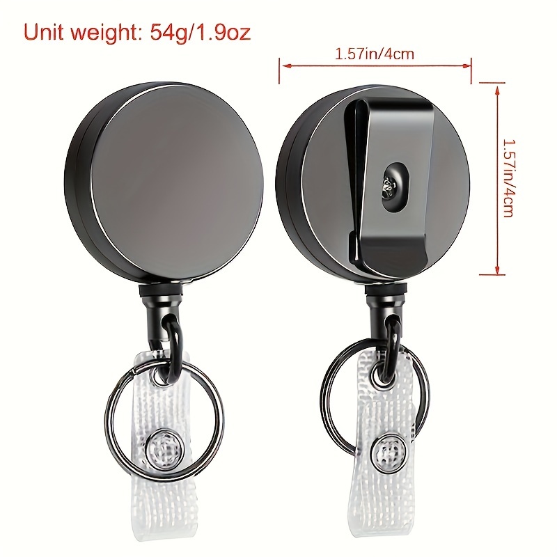 5 Pack - Heavy Duty Badge Reel with Badge Holder & Key Ring
