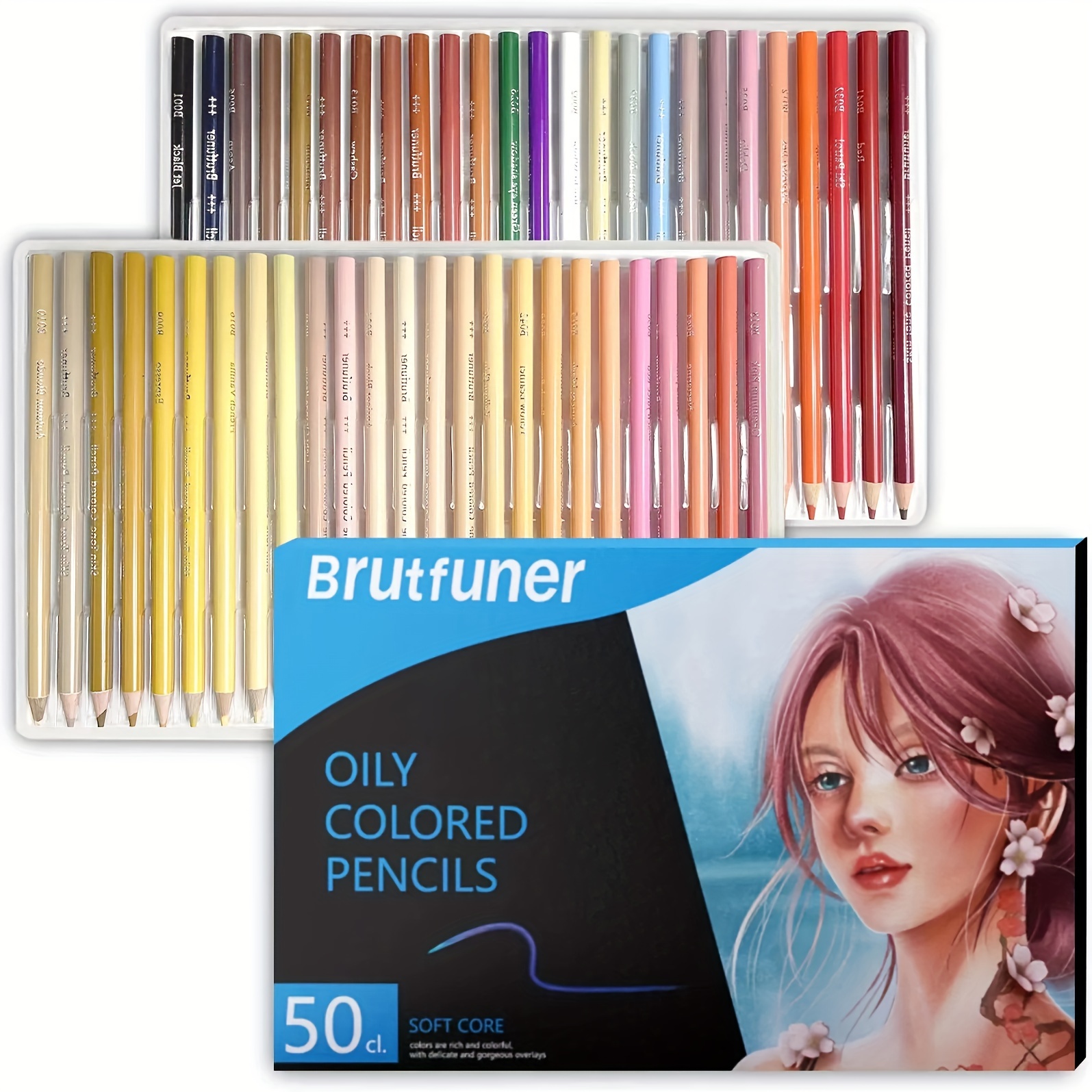 Brutfuner 26/50/72pcs Oil Colored Pencil Paper Box Set Soft Sketch
