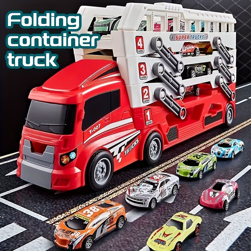 Carro de brinquedo, modelos de liga metálica, brinquedos de caminhão com  contêiner de metal, caminhão de