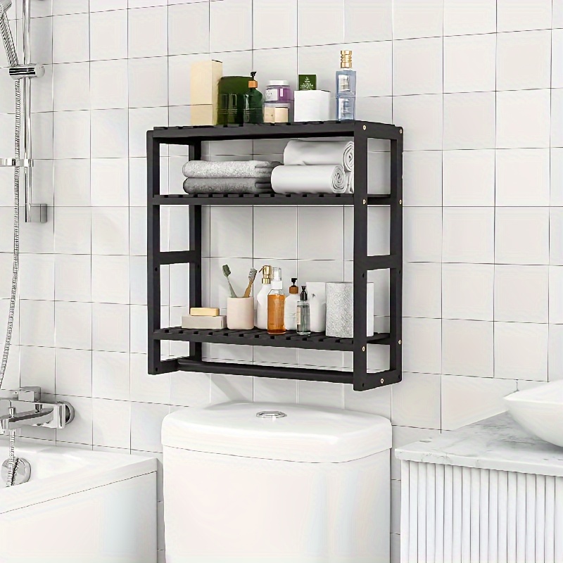 SUNFICON Organizador de ducha adhesivo montado en la pared, estante de  almacenamiento, estante de ducha sin perforaciones, soporte para champú y