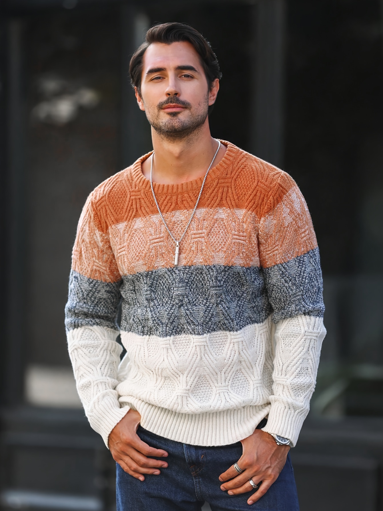 Mens color block outlet sweater