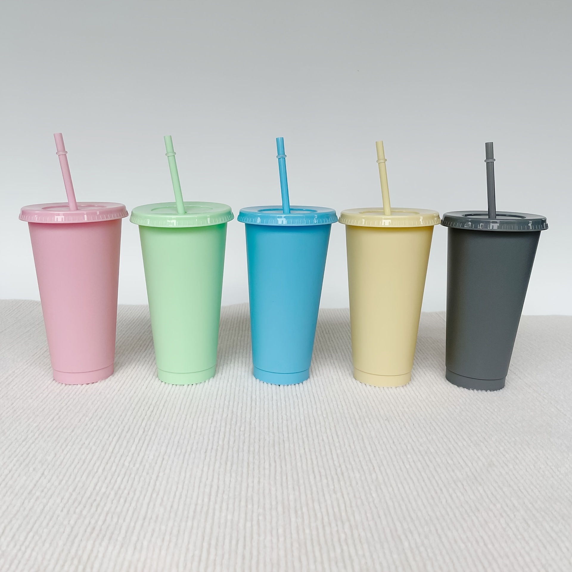 Reusable Cups with Lids and Straws - 7 Iced Coffee Cups with Lids, Plastic  Tumblers with Lids and Straws, Plastic Cups with Lids and Straws, Travel Cup  with Lid and Straw, Cold