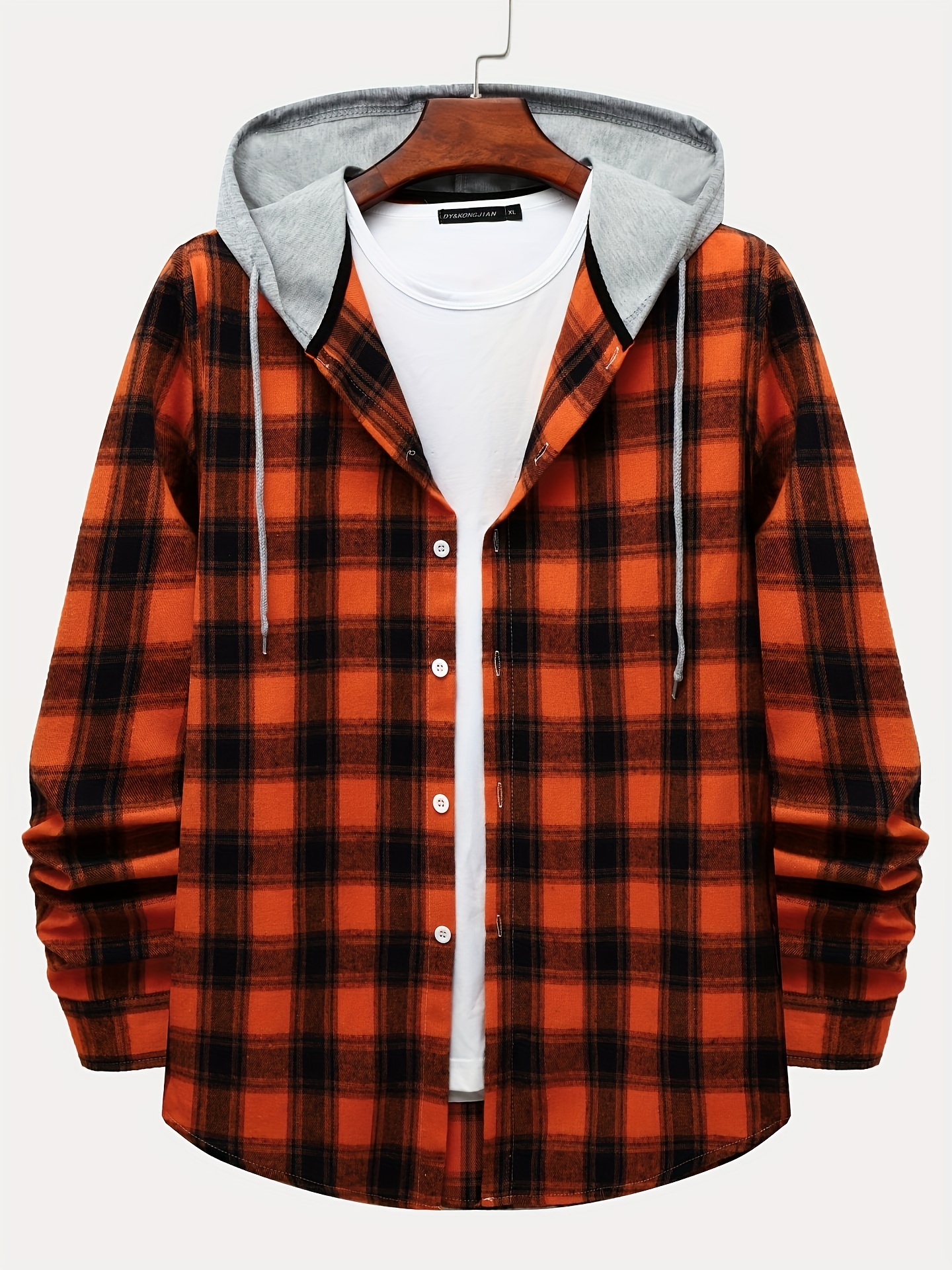 Red plaid hooded discount shirt