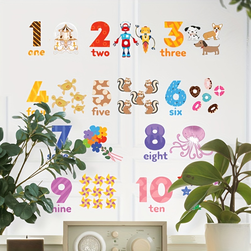 Number Set Numbers 1-10 Wall Decals Children Wall Art Classroom Decor 