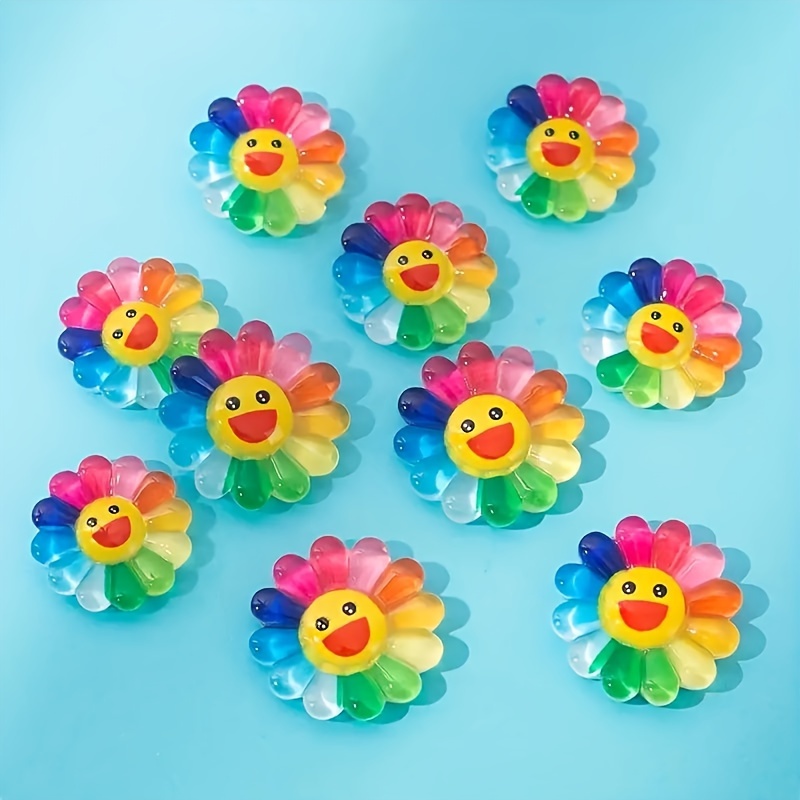 10pcs Smiling Face Star Moon Sun Rainbow Cloud Flower Cute Charms Pendant  For Earring Keychain Jewlery