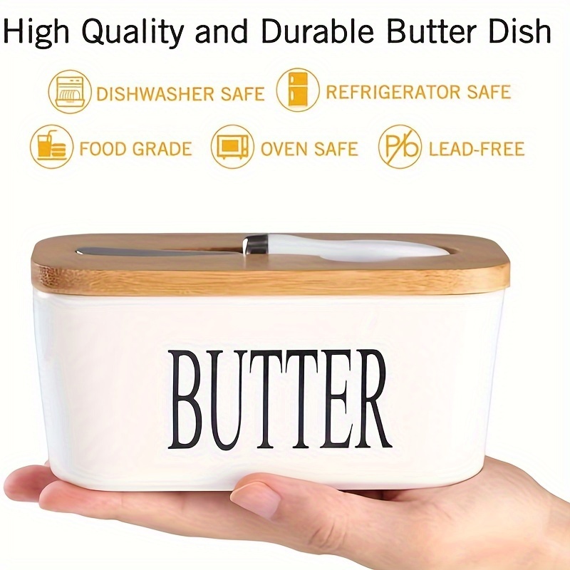 Butter Dish Ceramics Butter Keeper Container with Knife and High