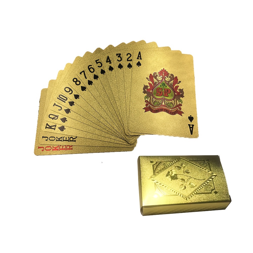 Jeux de Cartes Poker, (Argent) Jeu Carte en PVC Étanche Feuille d'or avec  La Boîte-Cadeau, Jeu de Cartes 54 Parfait pour La Fête et Le Jeu