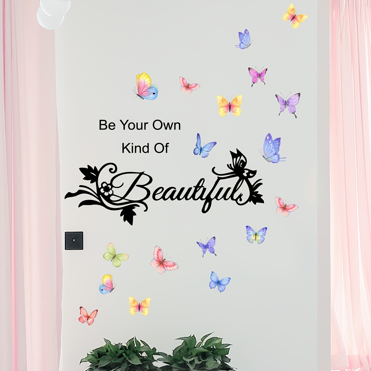 1pc, Autocollant Mural Papillon, Citations De Mots Muraux Soyez Votre  Propre Genre De Beaux Stickers Muraux, Fleurs Papillon Autocollant De  Décoration Murale Pour Entrée Salon Décor À La Maison - Temu Belgium