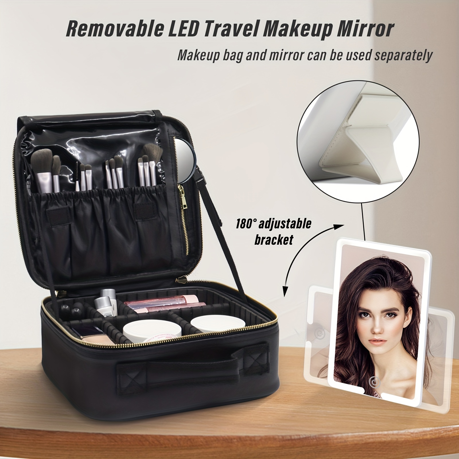 LED Mirror Cosmetic Bag