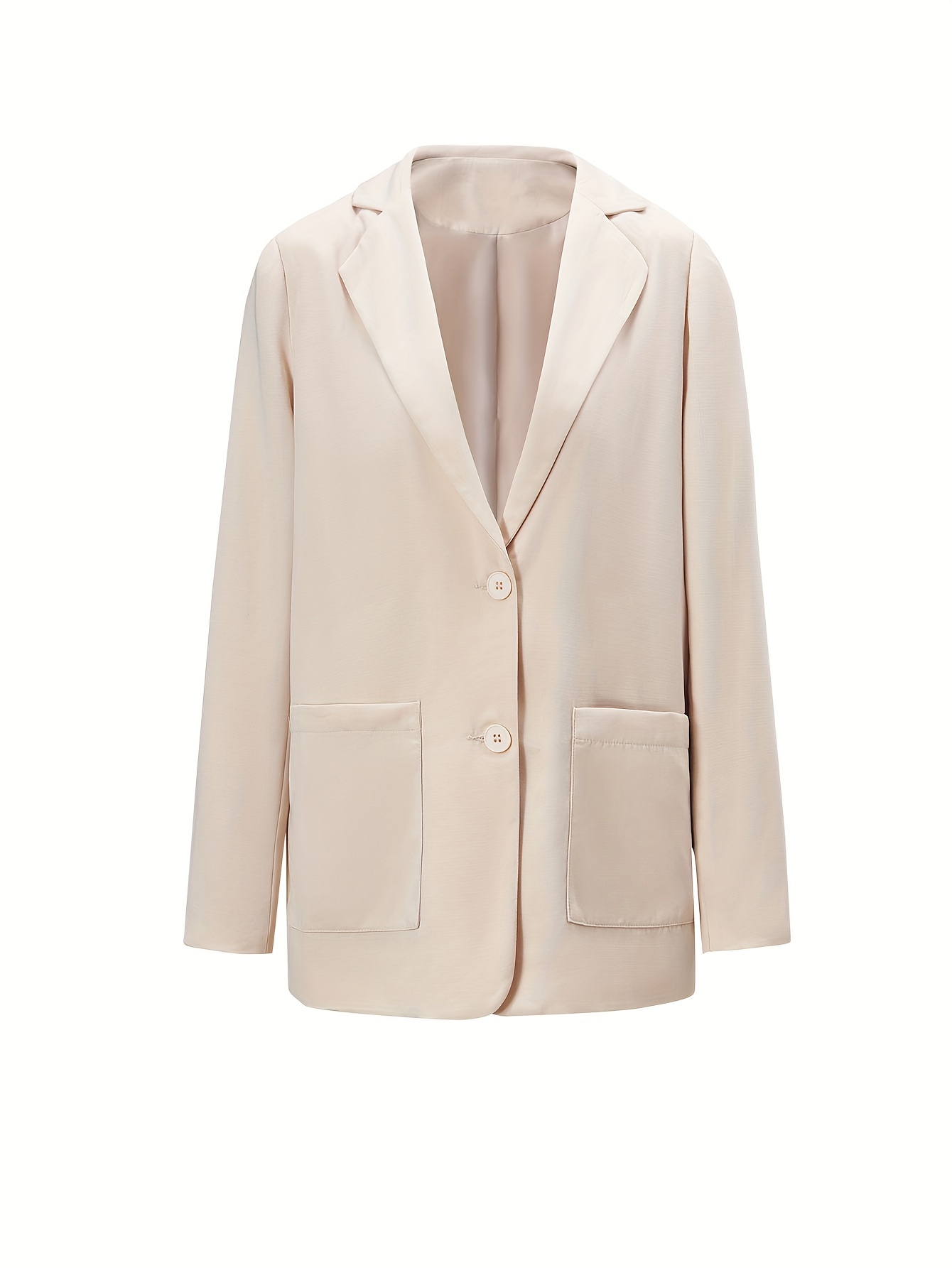 Solid Single Breasted Jacket Elegant Long Sleeve Jacket Fall - Temu