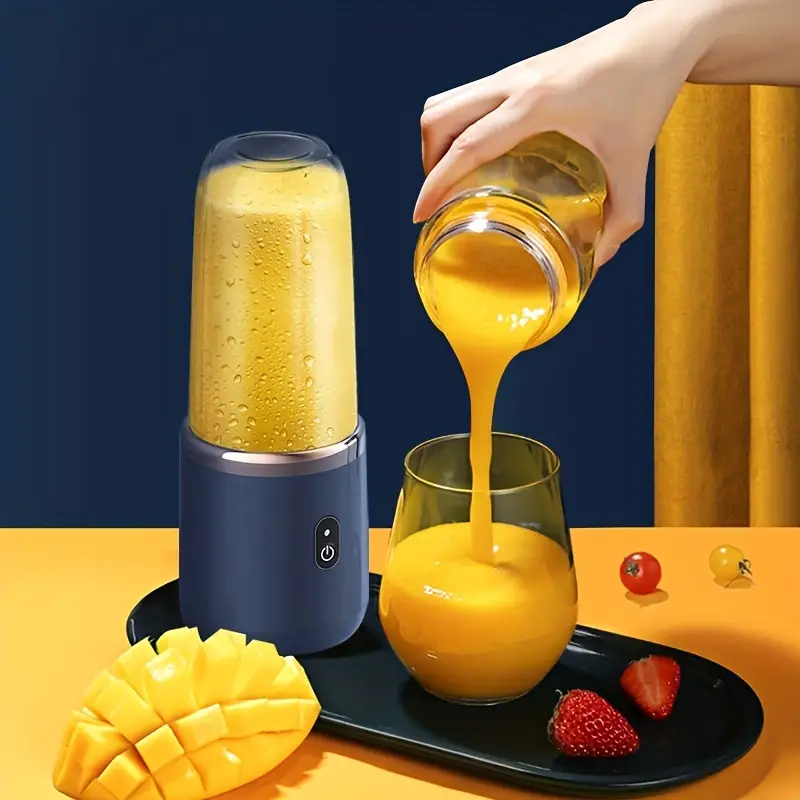 Portable Fruit Blender Cup, 304 Stainless Steel Blade Blender Portable  Smoothie Juice Juicer Wireless Charging Mini Electric Household - Temu