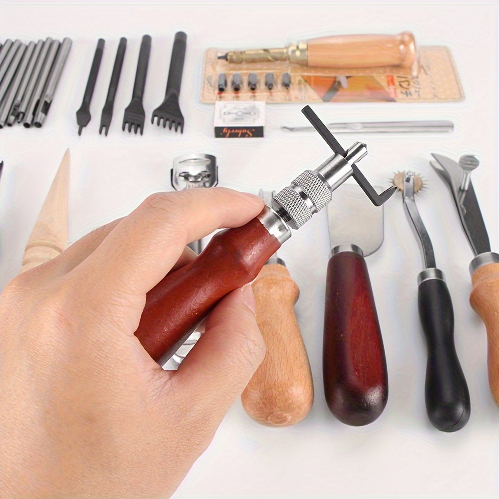 Professional Faux Leather Craft Tool Kit Household Hand - Temu