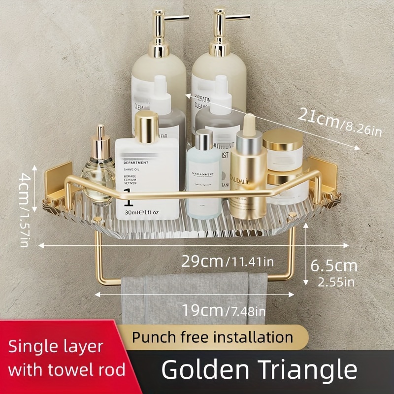 Gold Brass Bathroom Shower Corner Shelf Storage 2 Tier Shower