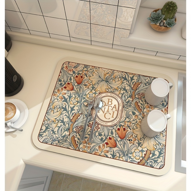 Rubber Dish Drying Mat Kitchen Countertop Drain Pad