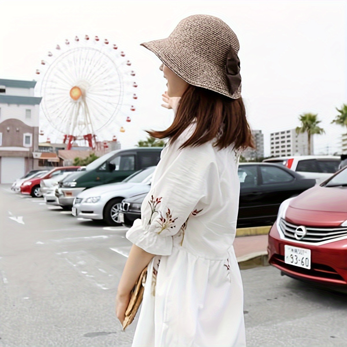 Big Bow Trendy Sun Hat Solid Color Outdoor Bucket Hats - Temu