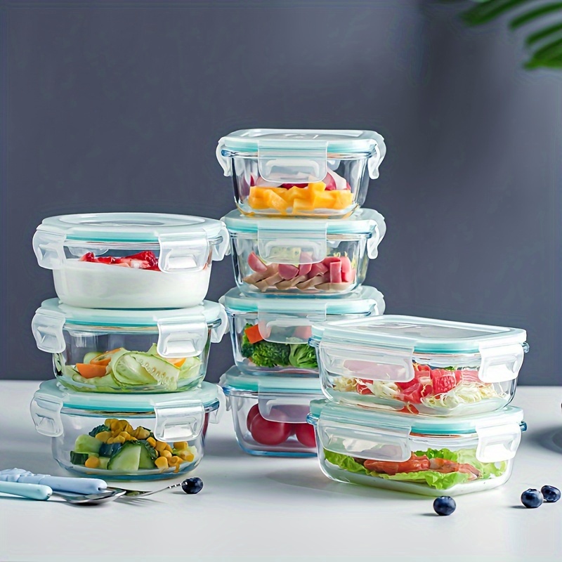 Contenedores de vidrio para almacenamiento de alimentos con tapas, [18  piezas] recipientes de preparación de comidas para almacenamiento de  alimentos