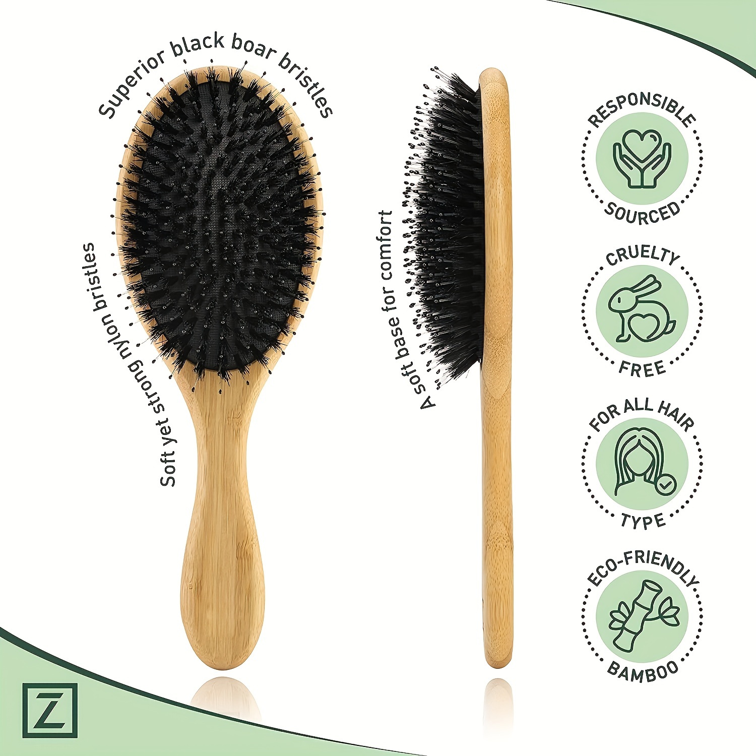 Bamboo Paddle Hair Brush With Pouch Package For Women Men - Temu