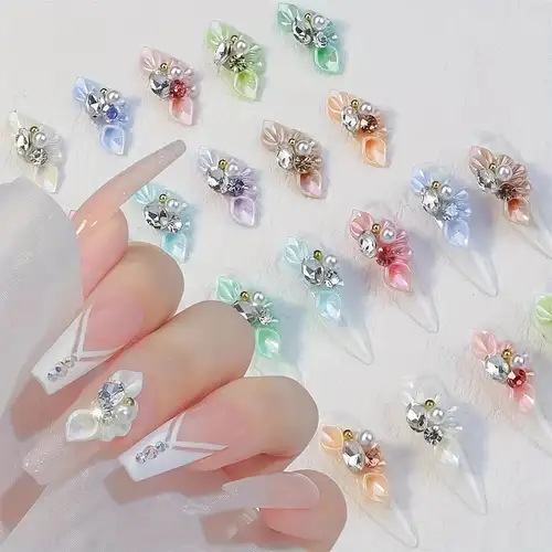  YOSOMK Nail Art Pearls Flatback Pearls Nail Charms Gold Silver  White Half Round Nail Art Supplies Luxurious Design Nail Accessories  Rhinestones Mixed Various Sizes 0.8mm-5mm for Women Nail Decoration : Beauty