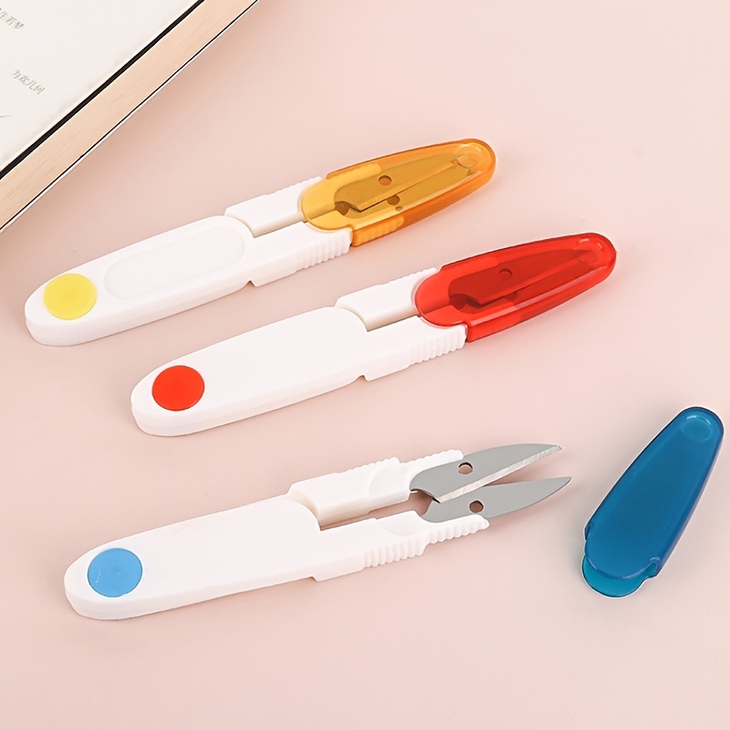 Safety Sewing Scissors Portable Mini Scissors with Cover Hand-cut Fabric  Embroidery Scissors Thread Cutter DIY Craft Sewing Tool