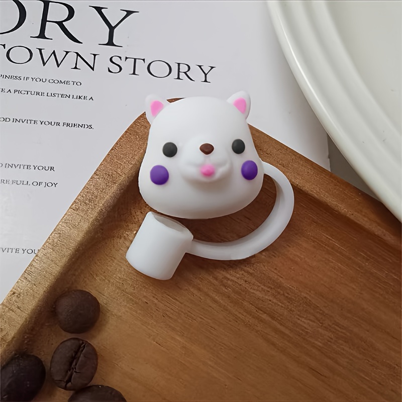 2023 Starbucks Straw Cups Plug Cute Bear Topper Silicone Straw Cover Tip 8mm
