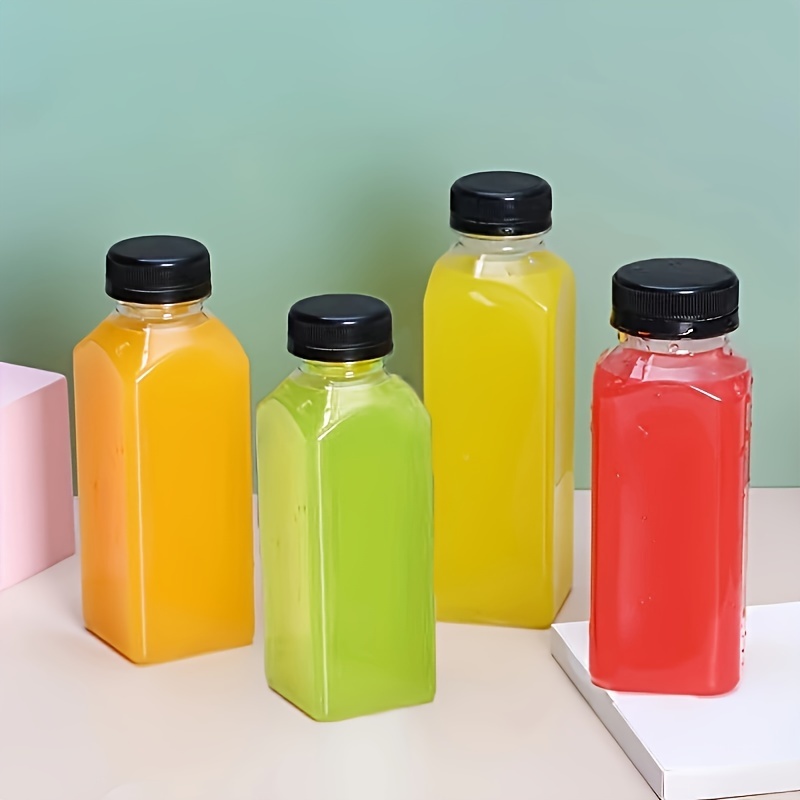 

5pcs Clear Pet Plastic Juice Bottles With Lids Plastic Smoothie Bottles Reusable Bulk Beverage Containers For Restaurants