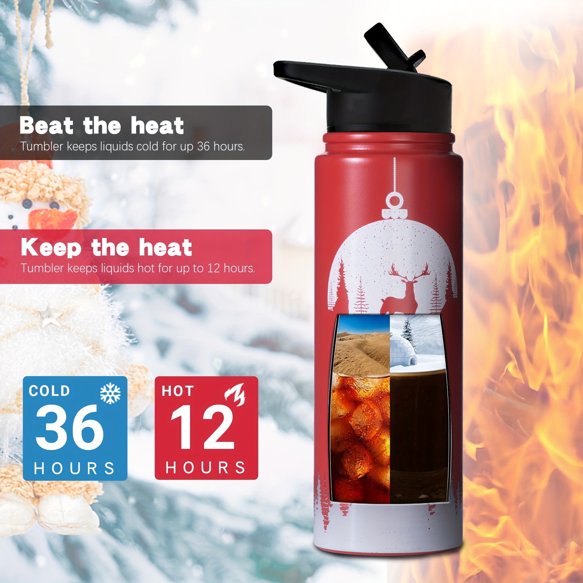 Elk Christmas Sport Bottler Christmas Sport Water Bottle - Temu