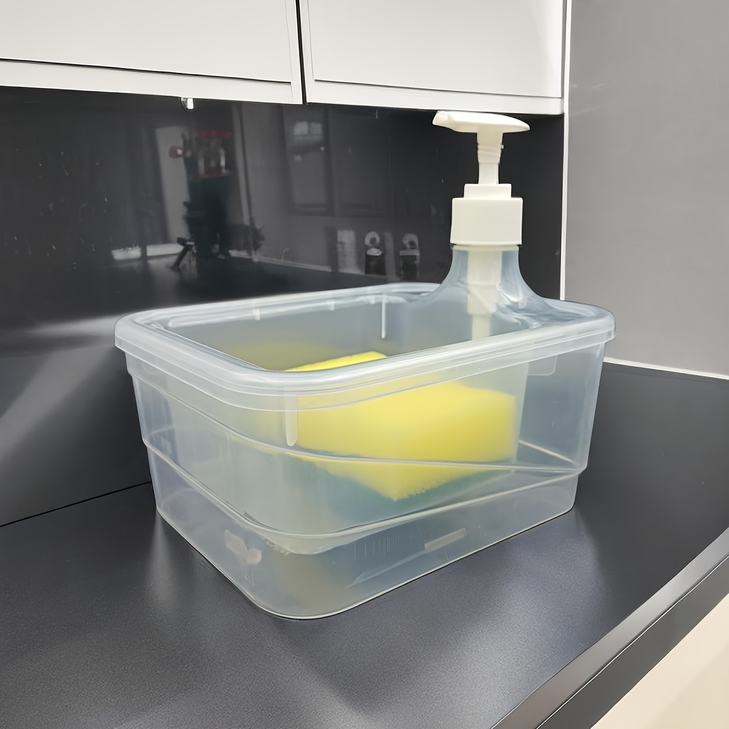 Dish Soap Dispenser With Sponge Holder For Sink Countertop - Temu