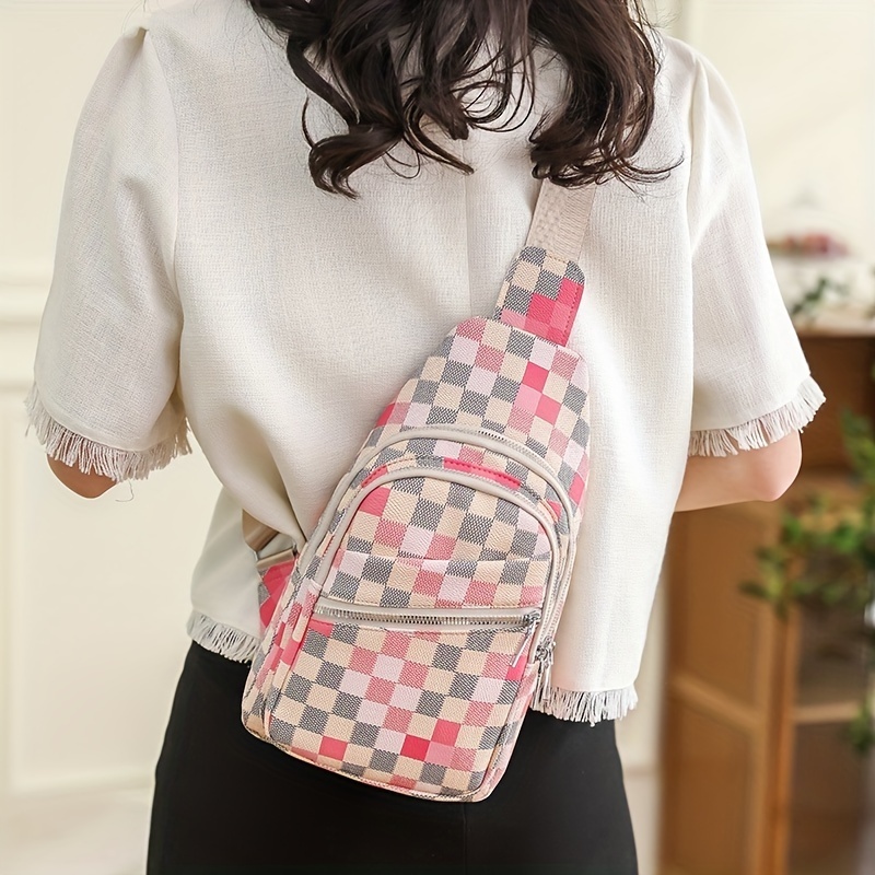 Vintage Print Chest Bag, Retro Classic Plaid Pattern Crossbody Bag, Casual  Fashion Sling Bag & Waist Bag For Women - Temu