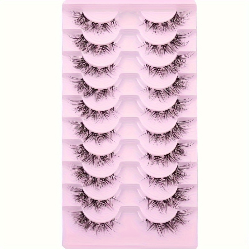 Cluster Lashes Natural Look, Wispy Manga Eyelash Extensions Strip, Cat Eye  Lashes With Transparent Stem Short Anime Korean Makeup False Eyelashes -  Temu