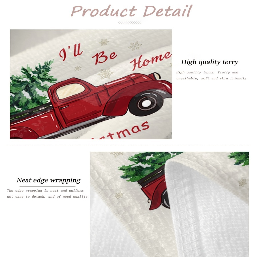 Christmas Kitchen Towels Red Truck Black And White Plaid - Temu