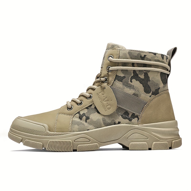 

Men's Tactical Camouflage High Top Lace Up Boots With Assorted Colors, Casual Outdoor Training Hiking Trekking Shoes