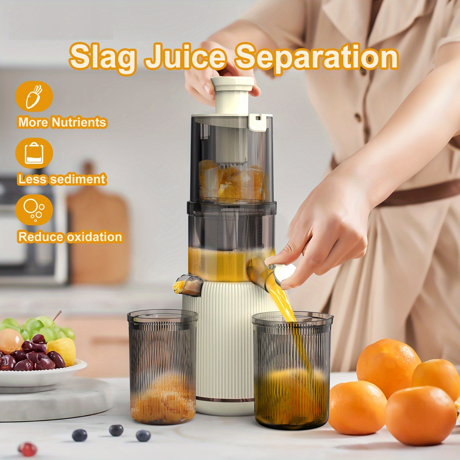 Us Plug Slow Masticating Juicer Cold Press Juice Extractor - Temu