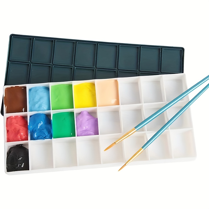  Artists Rectangle Paint Tray Palettes Plastic Leak-Proof Watercolor  Palette Portable Folding Palette for Acrylic Oil Watercolor Craft DIY Art  Painting Palette - 5 Mixing Areas and 20 Deep Color Wells
