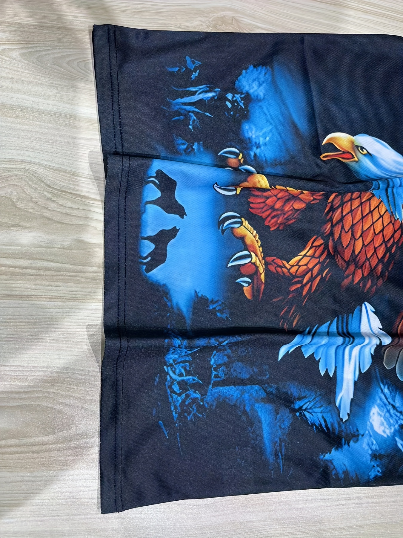 Mens Eagle Wolf Digital Print Short Sleeve T Shirt Fashion Vintage