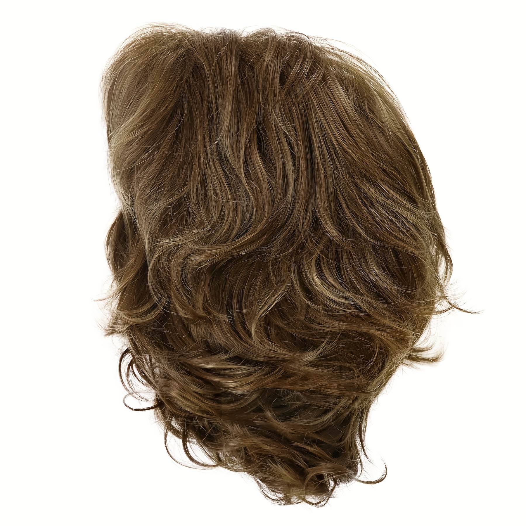 1pc Mens Natural Wig Short Brown Synthetic Hair Mix Brown Wig With