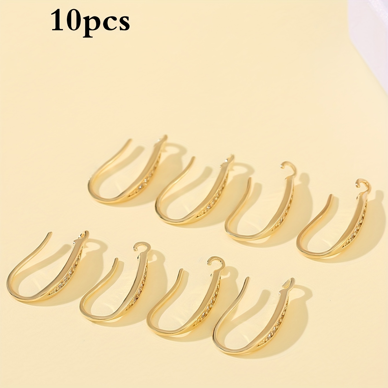 1Box 24pcs 6 Styles Cubic Zirconia Decor Earring Hooks 18K Golden Plated  Ear Wire Fish Hooks With Loop For DIY Earrings Jewelry Making For Women  Girls