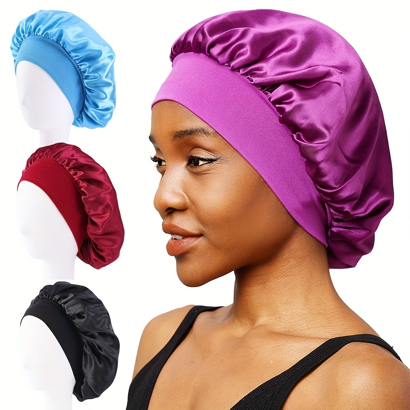 Double layer Long Satin Bonnet Sleep Cap with High Elastic Hair Band Night  Cap Hair Care Bonnet Nightcap for women Men Chemo Cap - AliExpress