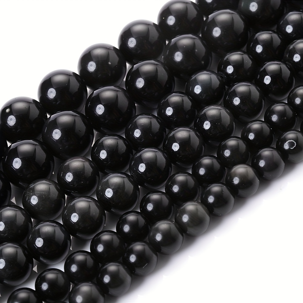 Black Obsidian Bracelet Beads Bulk