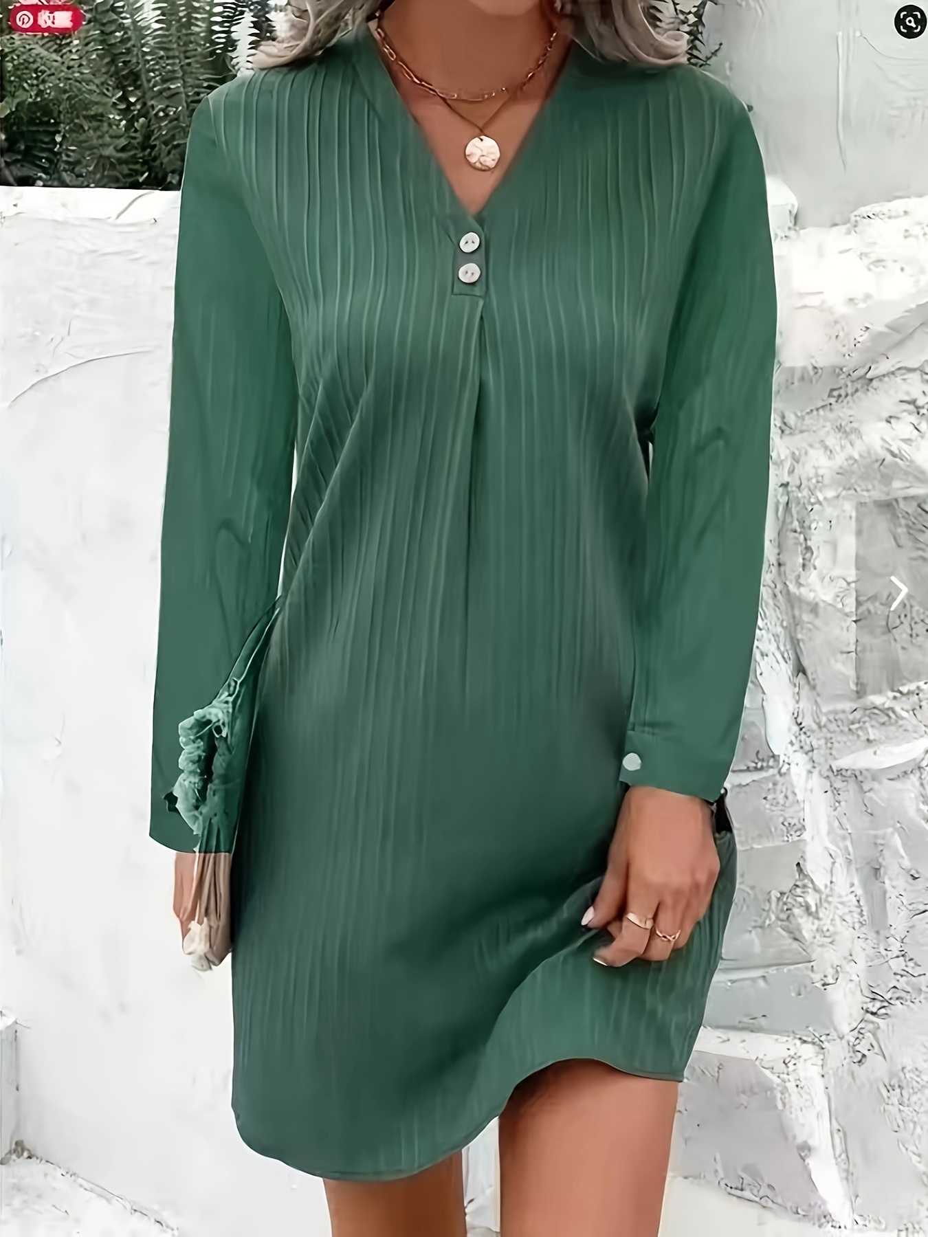 V neck button outlet up dress