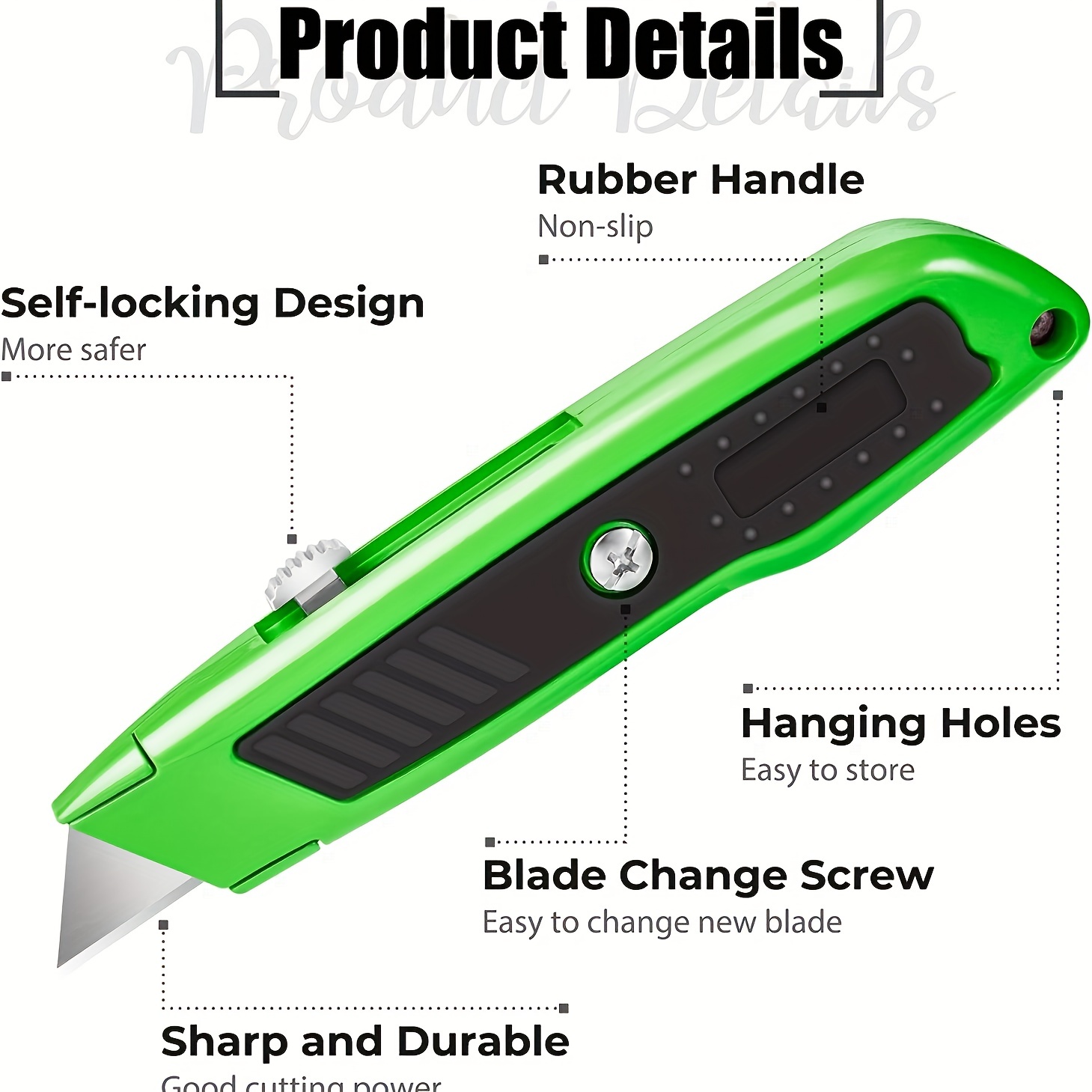 Box Cutter Utility Knife, Box Cutter Retractable, Rubber Handle