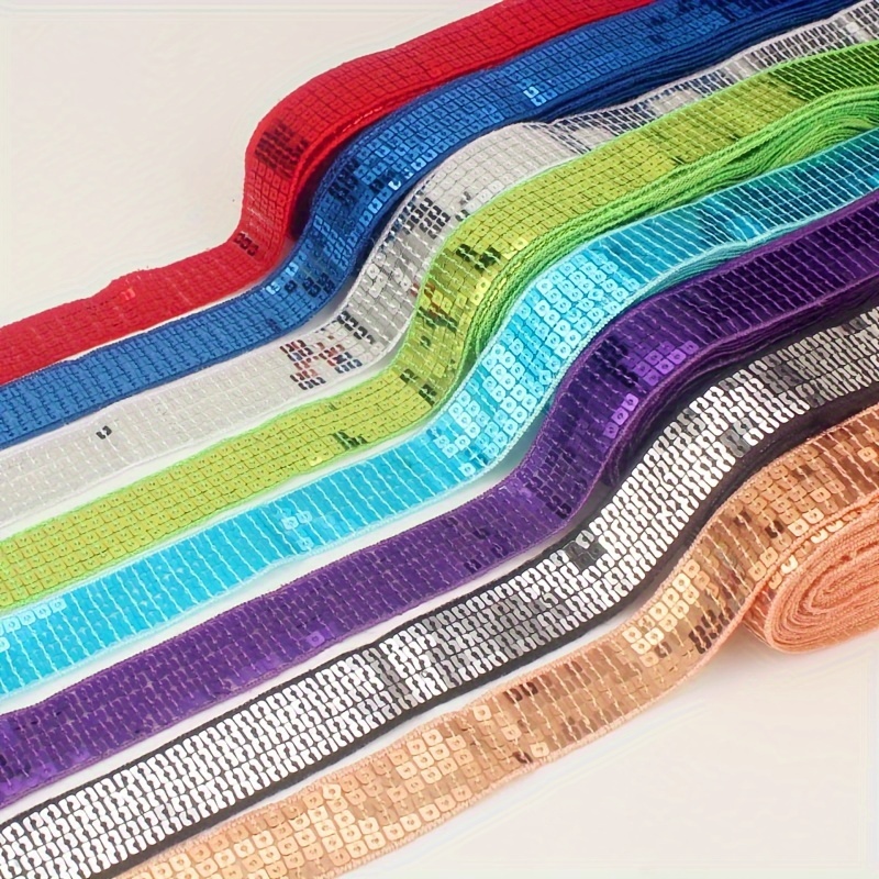 2 Yards Glittering Sequined Ribbon Trims For Stage - Temu