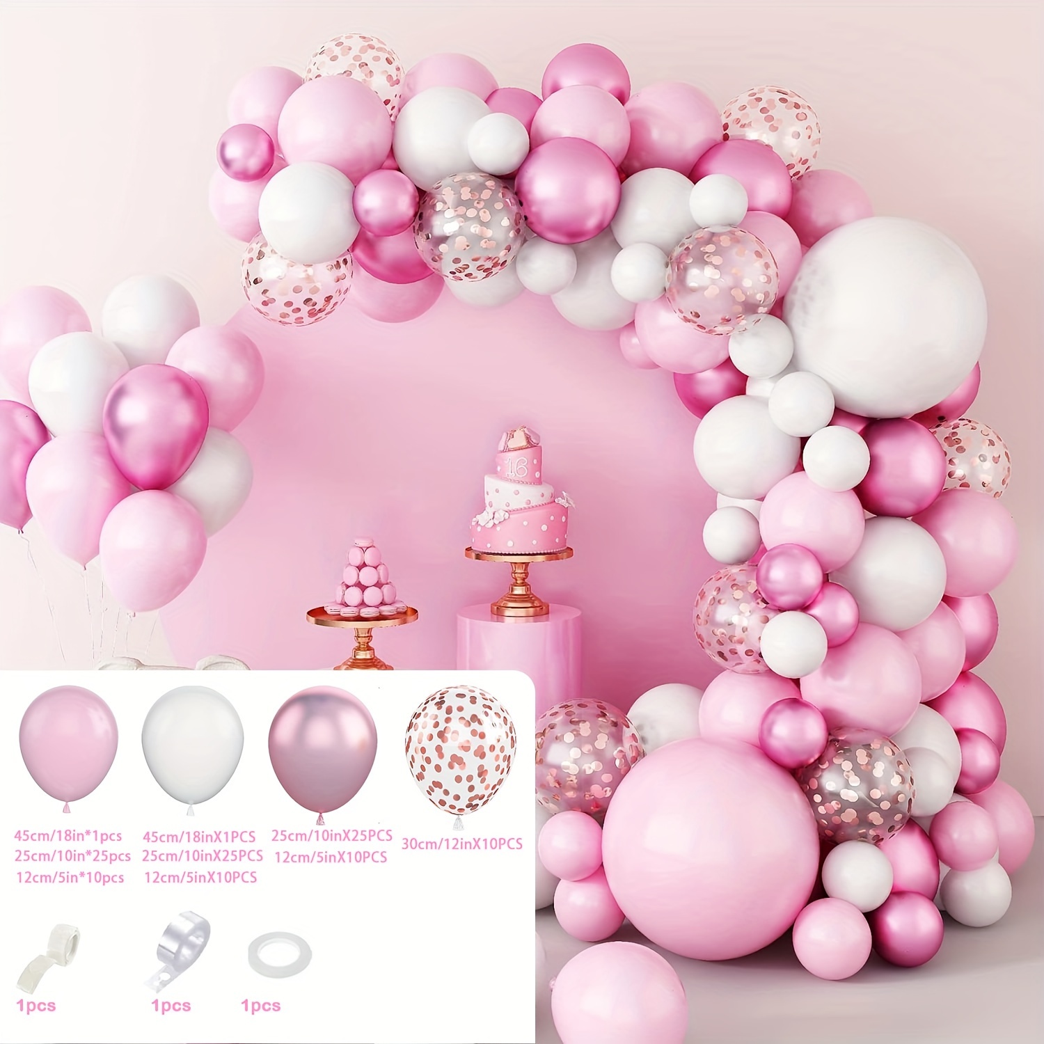 Set Conjunto Arco Guirnalda Globos Rosas Globos Metálicos - Temu