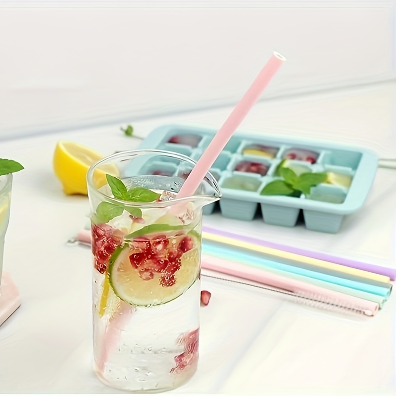 6Pcs Reusable Silicone Drinking Straws Flexible Straws with Cleaning Brush  Decor