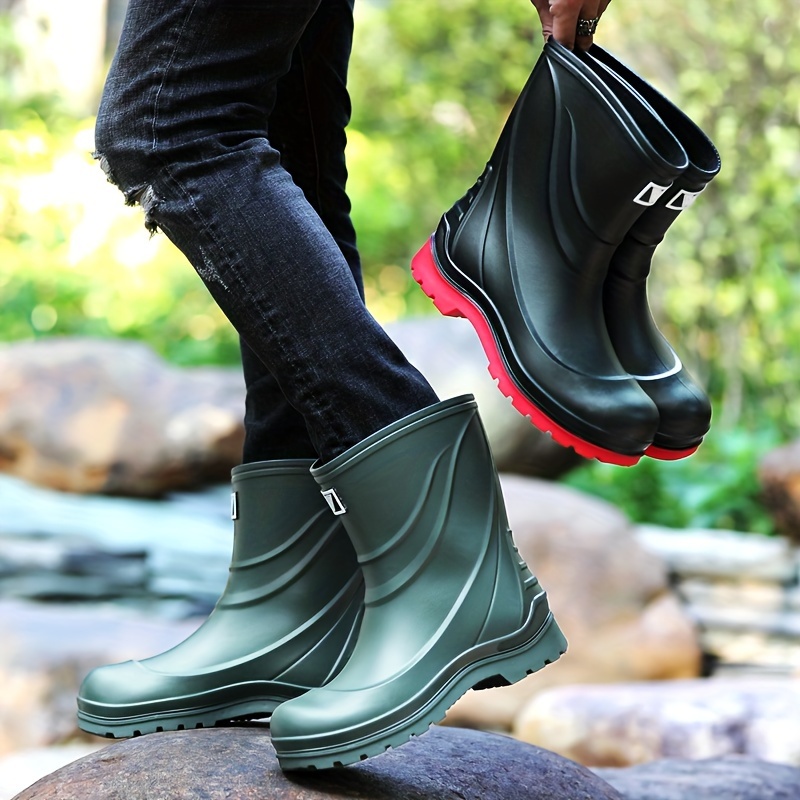 Outdoor Fall & Winter Ankle Shoes, Men's Fishing Rain Boots Non-Slip Waterproof Shoes,Casual,Temu