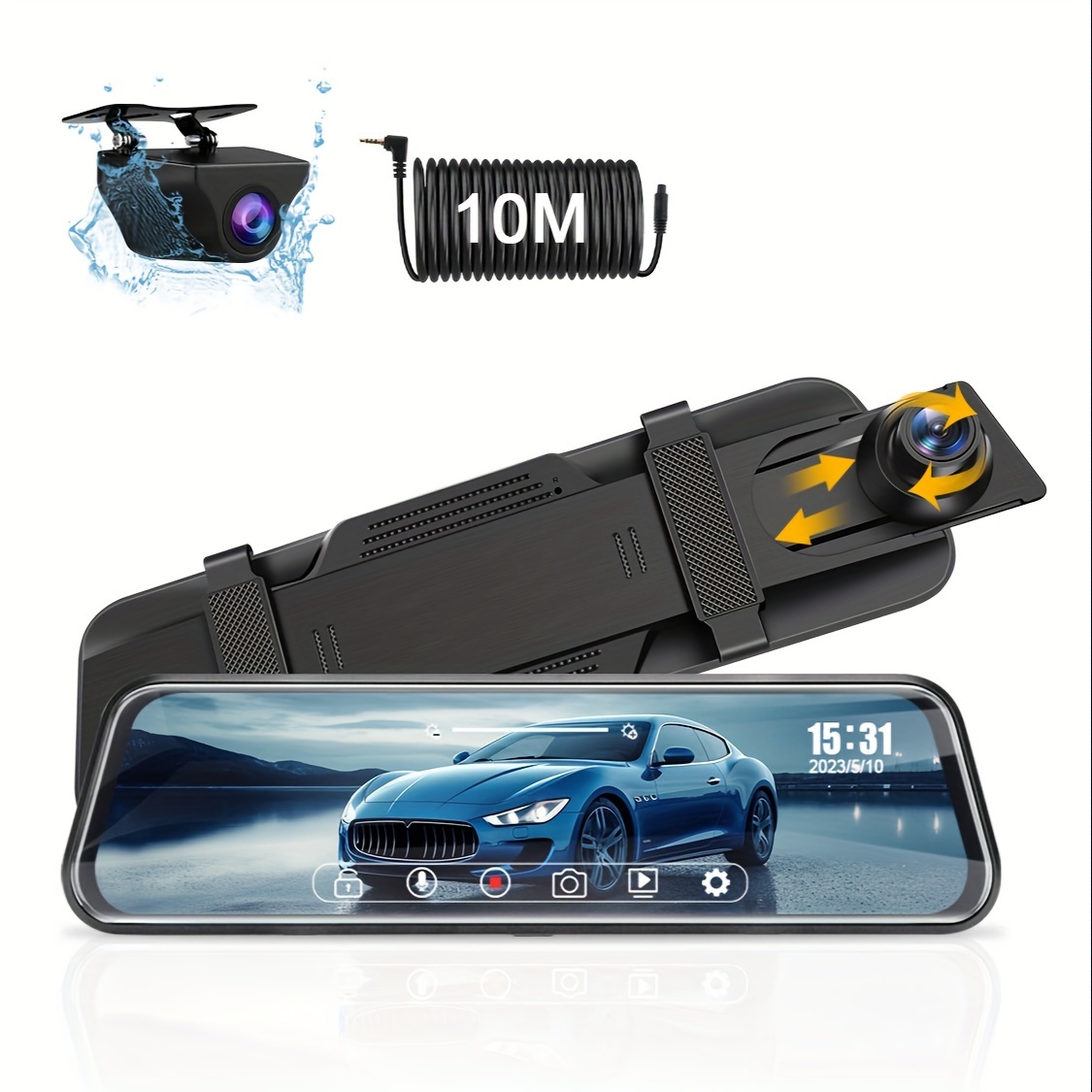 Intelligent Car Camera Security, 1080p HD Car Recorder with Gravity Sensor,  Built-in WiFi & App Control, Parking Monitor & Emergency Video Storage