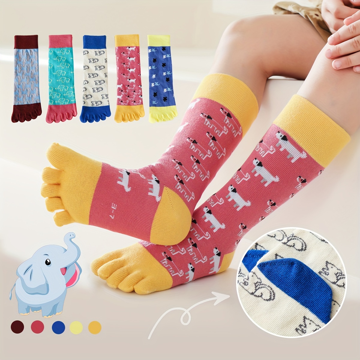 Soft Breathable Five Toe Socks Colorblock Cotton Ankle Socks - Temu