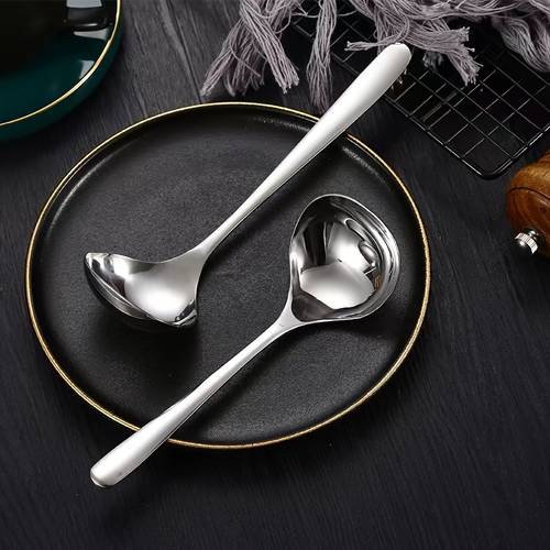 1pc Stainless Steel Soup Spoon, Thickened And Deepened Long Handle Serving Spoon, Household Kitchen Utensils